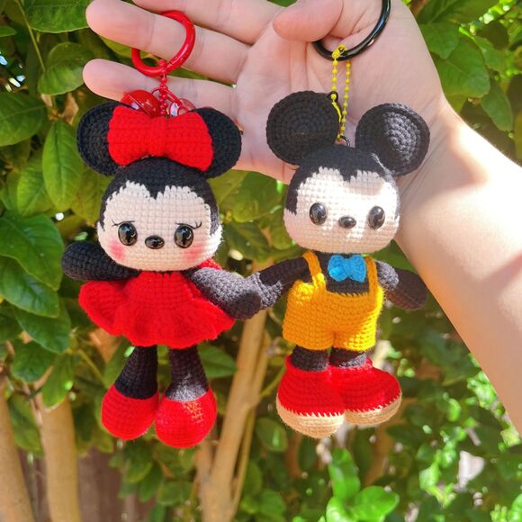 Mickey Minnie Crochet Keychain Set | Handmade Amigurumi Mickey Minnie Plush - Picture 1 of 9